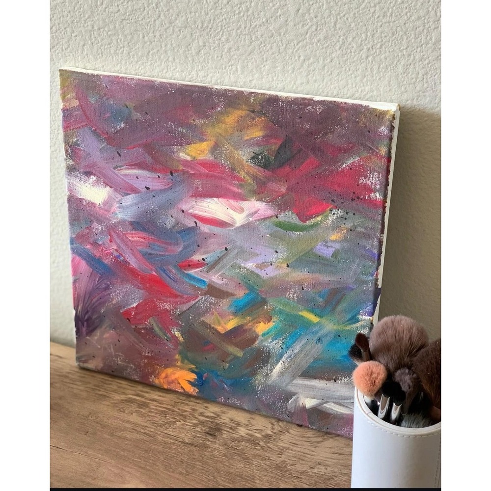 Original Abstract Painting 12x12 Canvas Art "Tokyo"